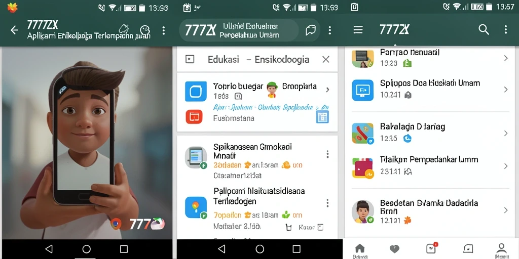 Antarmuka aplikasi 777ZX menampilkan berbagai artikel menarik dengan desain yang menarik.