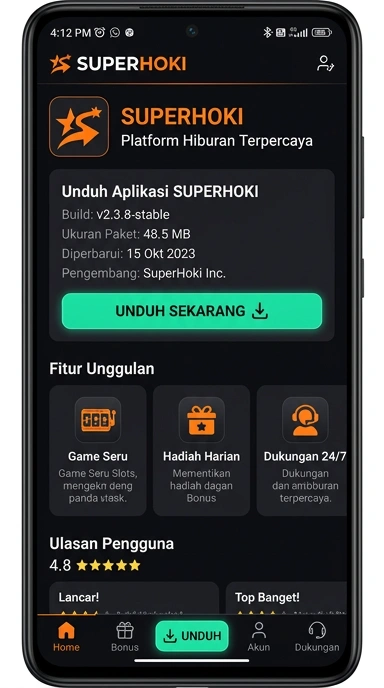 Tampilan halaman APK superhoki