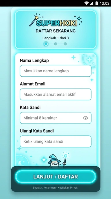 Tampilan halaman daftar superhoki